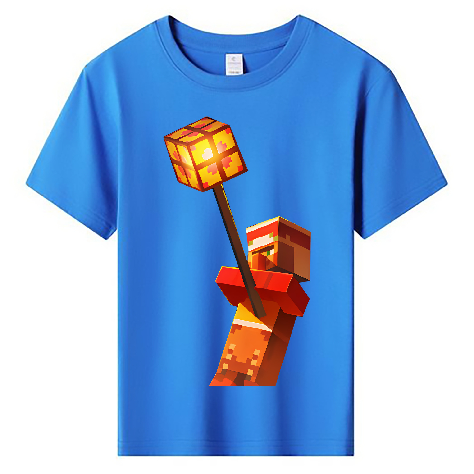 （画像用） マインクラフト ブロックの世界 Minecraft MC Block world 綿100％キッズTシャツ（フロントプリント）